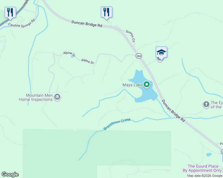 map of restaurants, bars, coffee shops, grocery stores, and more near 239 Bern Vista in Sautee Nacoochee
