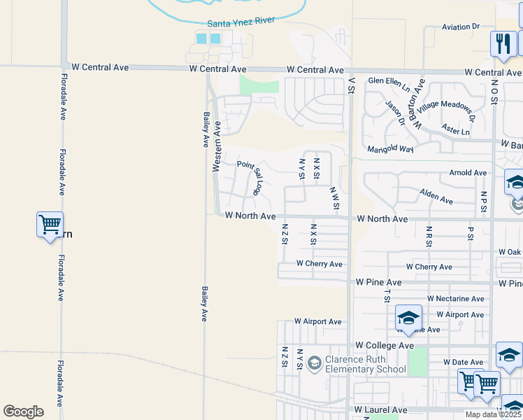 map of restaurants, bars, coffee shops, grocery stores, and more near 1006 Tranquillion Court in Lompoc