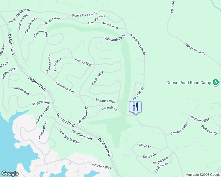 map of restaurants, bars, coffee shops, grocery stores, and more near 65 Baltanas Way in Hot Springs Village