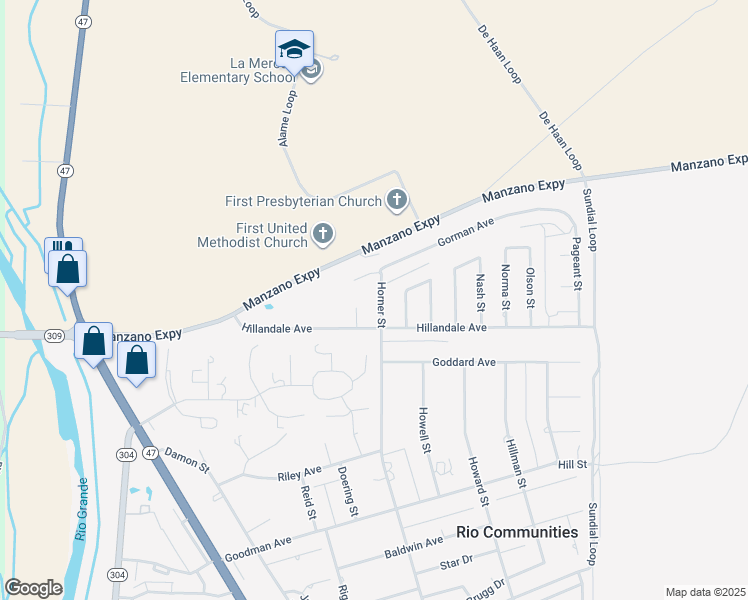map of restaurants, bars, coffee shops, grocery stores, and more near 93 Horner Street in Belen