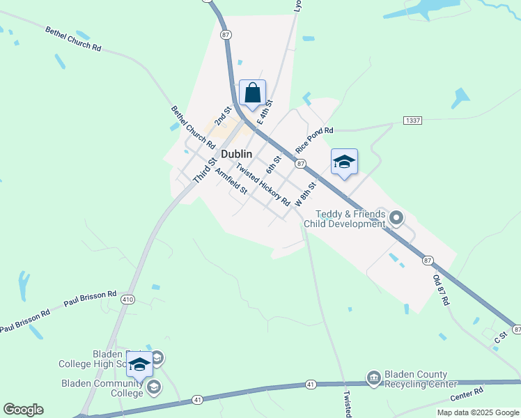 map of restaurants, bars, coffee shops, grocery stores, and more near 208 West 7th Street in Bladenboro