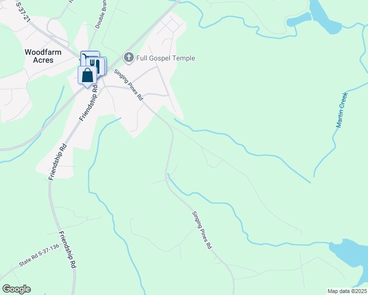 map of restaurants, bars, coffee shops, grocery stores, and more near 245 Singing Pines Road in Seneca