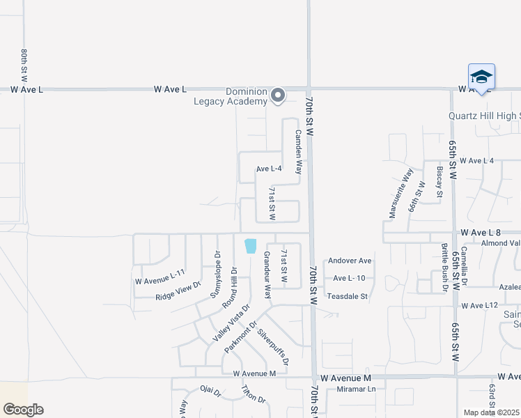 map of restaurants, bars, coffee shops, grocery stores, and more near 42444 Valley Vista Drive in Lancaster