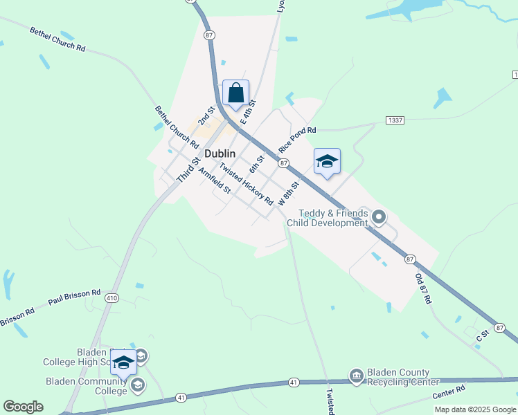 map of restaurants, bars, coffee shops, grocery stores, and more near 52 Armfield Street in Elizabethtown