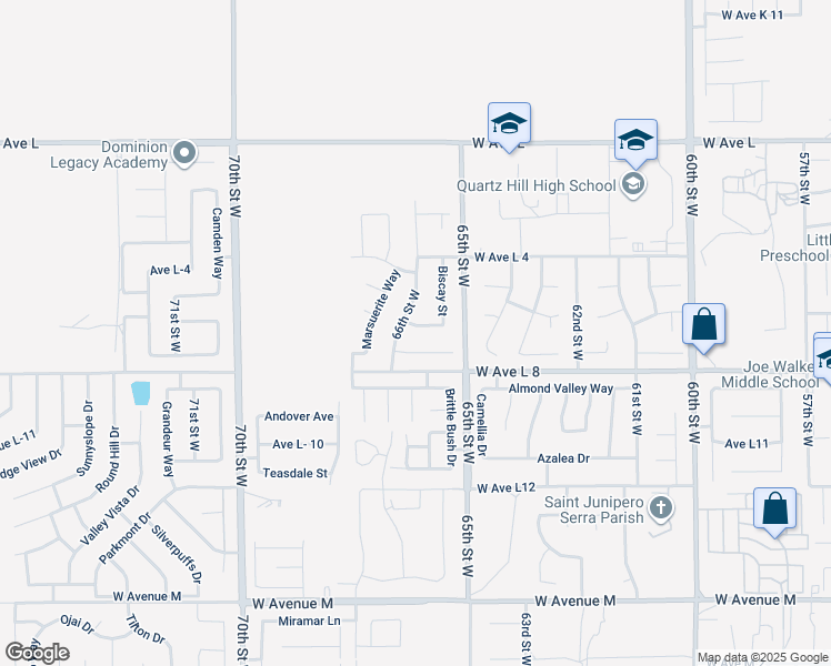 map of restaurants, bars, coffee shops, grocery stores, and more near 6558 Lacolle Place in Lancaster