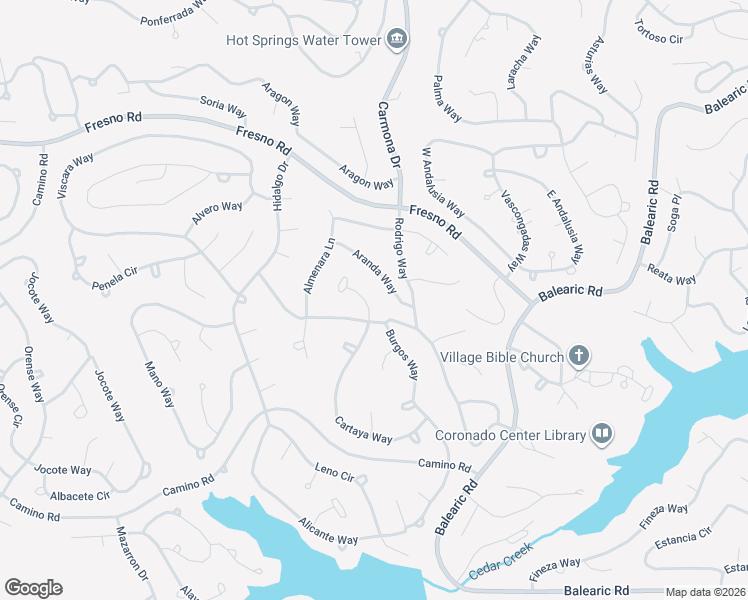 map of restaurants, bars, coffee shops, grocery stores, and more near 6 Burgos Lane in Hot Springs