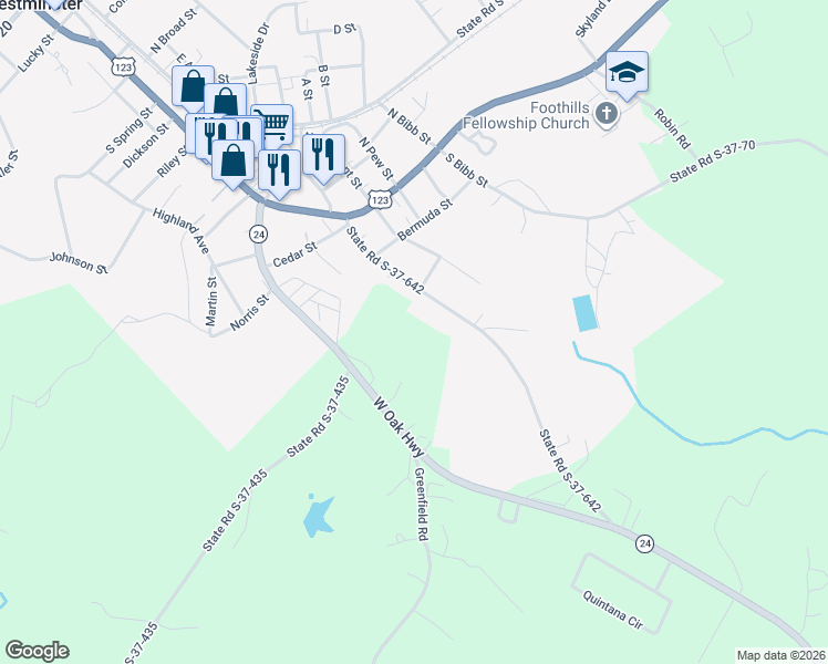 map of restaurants, bars, coffee shops, grocery stores, and more near 600 South Hampton Street in Westminster
