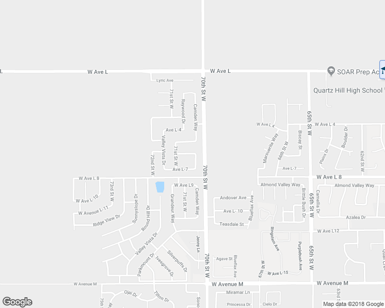 map of restaurants, bars, coffee shops, grocery stores, and more near 6234 Avenue L6 in Lancaster