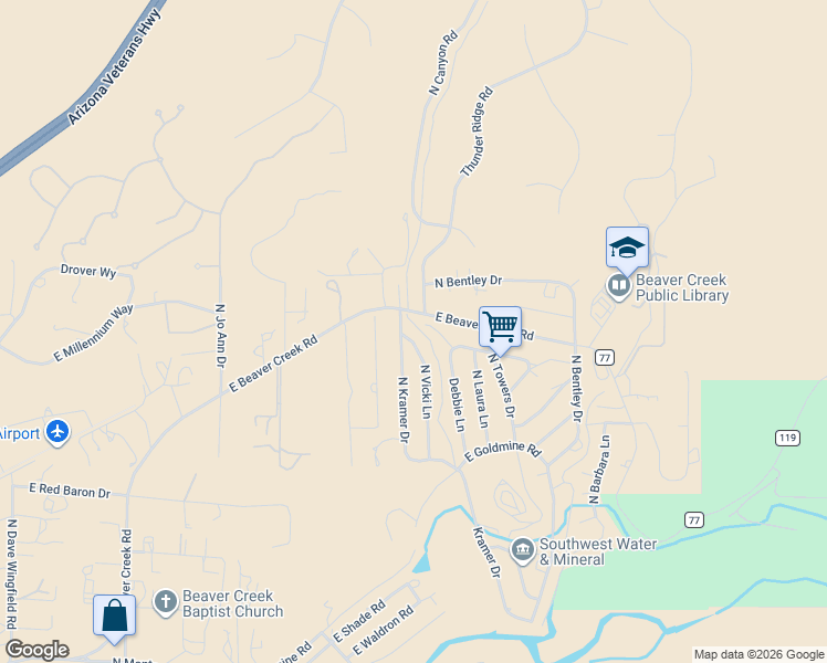 map of restaurants, bars, coffee shops, grocery stores, and more near 5845 N Vicki Ln in Lake Montezuma
