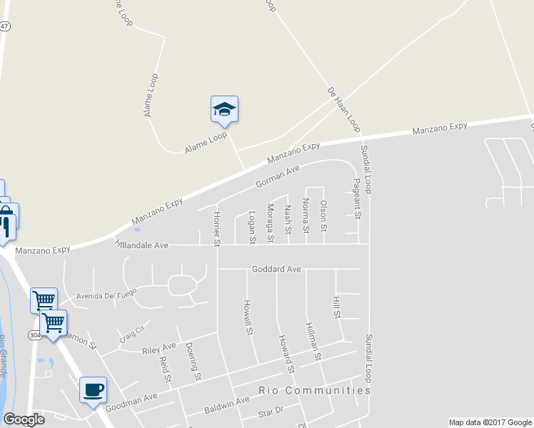 map of restaurants, bars, coffee shops, grocery stores, and more near 87 Moraga Street in Belen