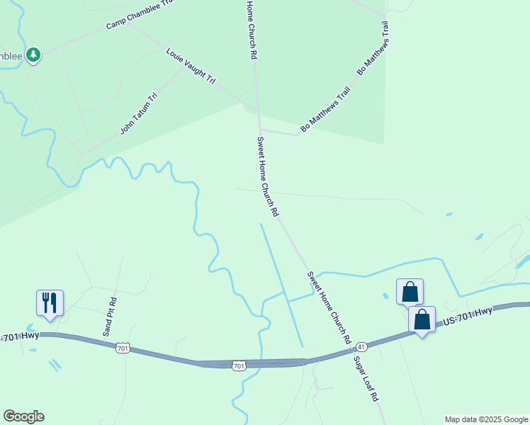 map of restaurants, bars, coffee shops, grocery stores, and more near 535 Sweet Home Church Road in Elizabethtown