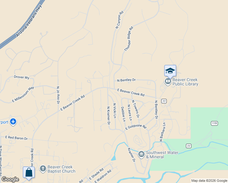 map of restaurants, bars, coffee shops, grocery stores, and more near 5845 North Vicki Lane in Lake Montezuma