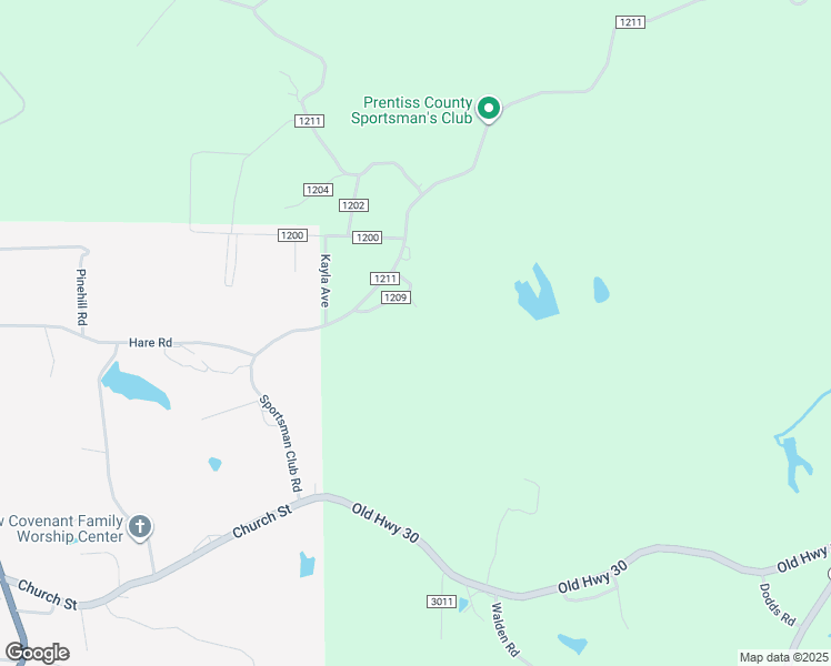 map of restaurants, bars, coffee shops, grocery stores, and more near 11 County Road 1209 in Booneville