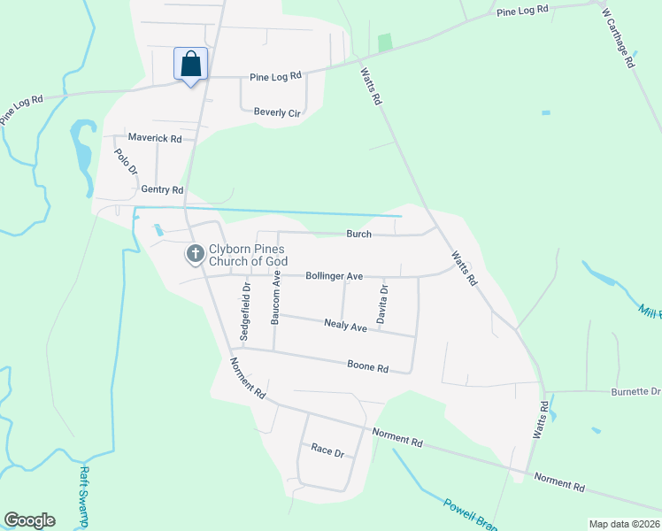 map of restaurants, bars, coffee shops, grocery stores, and more near 363 Bollinger Ave in Lumberton