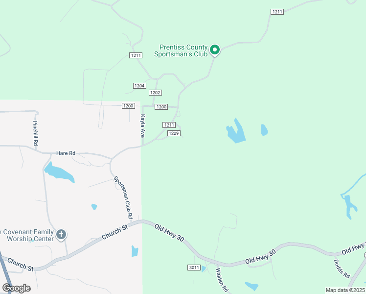 map of restaurants, bars, coffee shops, grocery stores, and more near 11 County Road 1209 in Booneville