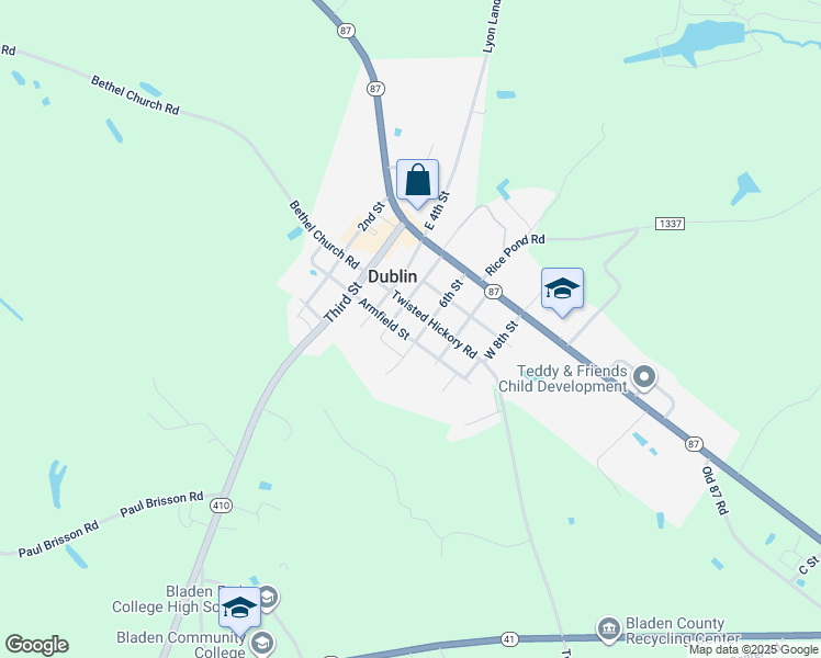 map of restaurants, bars, coffee shops, grocery stores, and more near 176 6th Street in Bladenboro