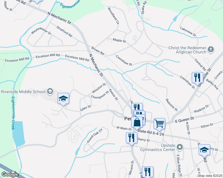 map of restaurants, bars, coffee shops, grocery stores, and more near 420 Hamberg Street in Pendleton