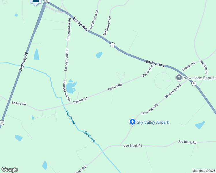 map of restaurants, bars, coffee shops, grocery stores, and more near 154 Ballard Road in Pelzer