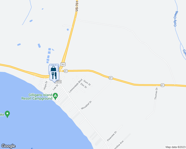 map of restaurants, bars, coffee shops, grocery stores, and more near 7636 North Carolina 41 in Elizabethtown