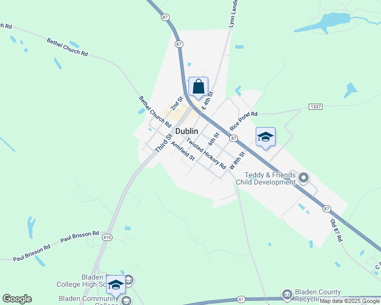 map of restaurants, bars, coffee shops, grocery stores, and more near 175 West 5th Street in Bladenboro
