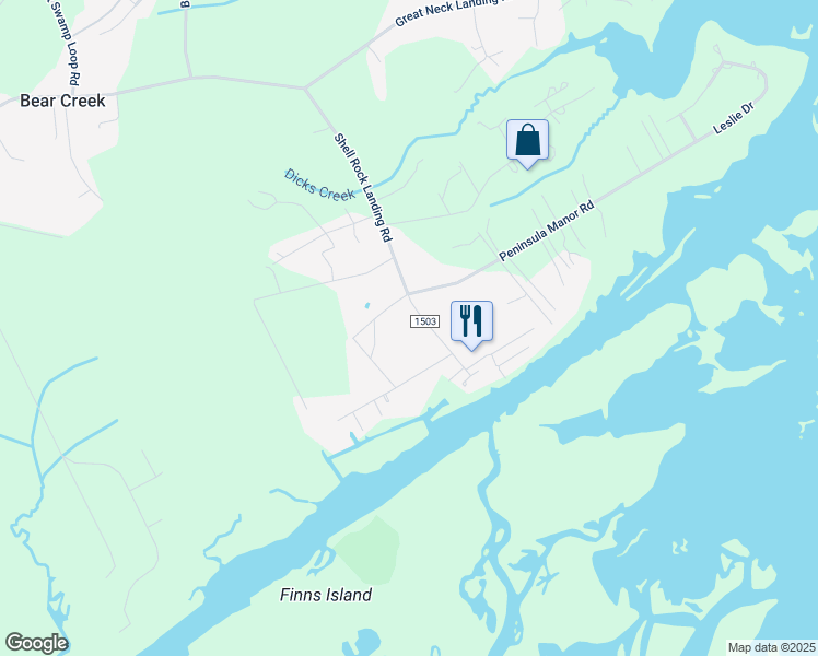 map of restaurants, bars, coffee shops, grocery stores, and more near 220 Shell Rock Landing Road in Hubert