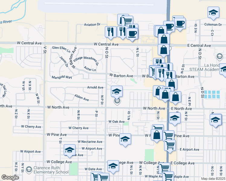 map of restaurants, bars, coffee shops, grocery stores, and more near 620 Summerwood Lane in Lompoc