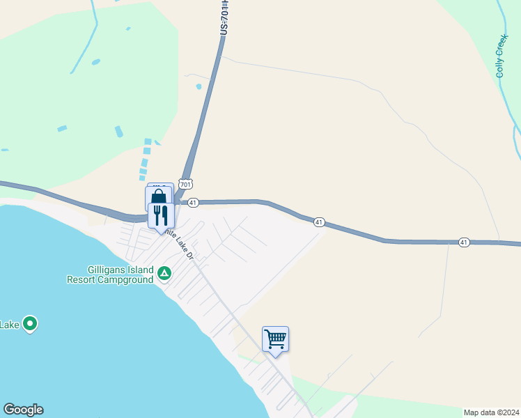 map of restaurants, bars, coffee shops, grocery stores, and more near 7614 North Carolina 41 in Elizabethtown