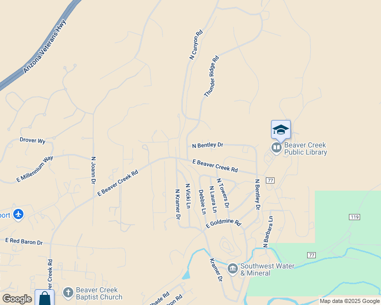 map of restaurants, bars, coffee shops, grocery stores, and more near 5940 Thunder Ridge Road in Lake Montezuma