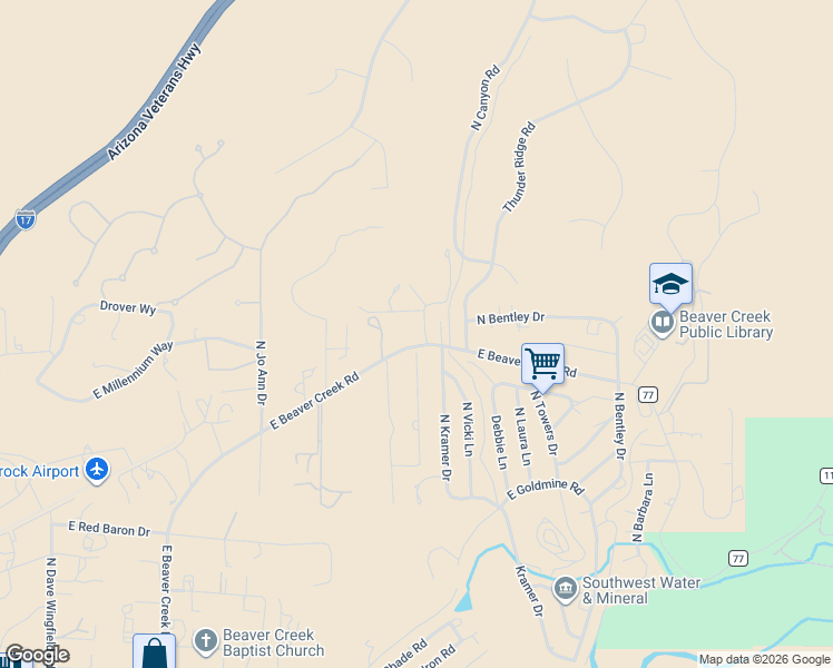 map of restaurants, bars, coffee shops, grocery stores, and more near 5958-5966 North Kramer Court in Lake Montezuma