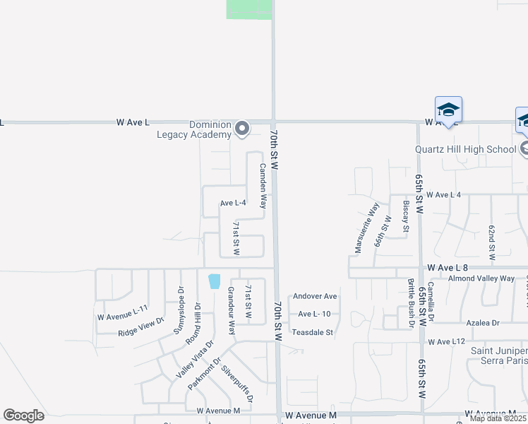 map of restaurants, bars, coffee shops, grocery stores, and more near 42539 Camden Way in Lancaster
