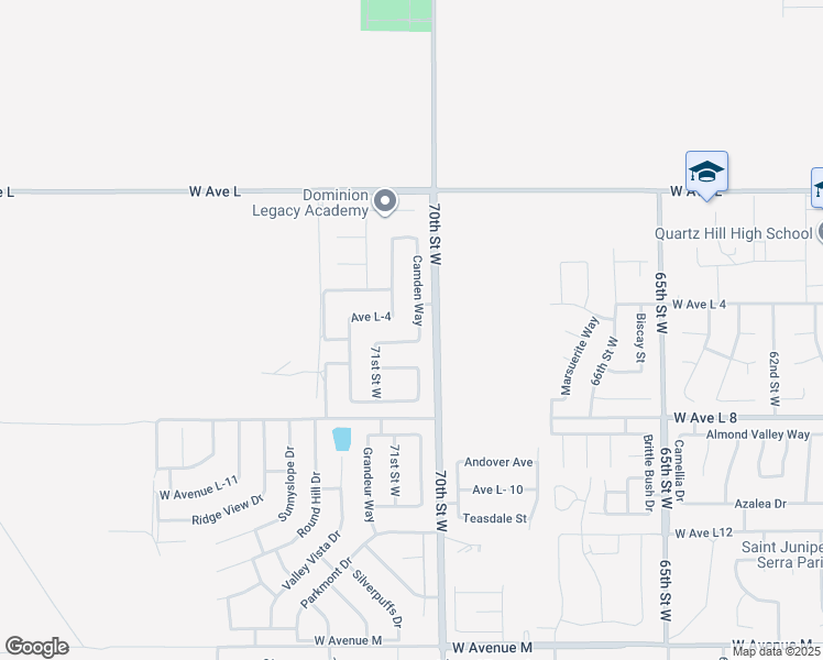 map of restaurants, bars, coffee shops, grocery stores, and more near 42539 Camden Way in Lancaster