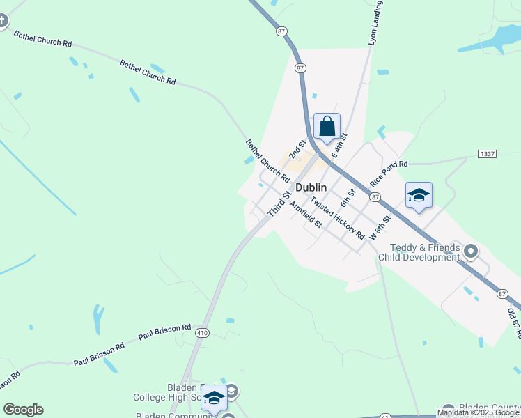 map of restaurants, bars, coffee shops, grocery stores, and more near McNeil Street in Elizabethtown