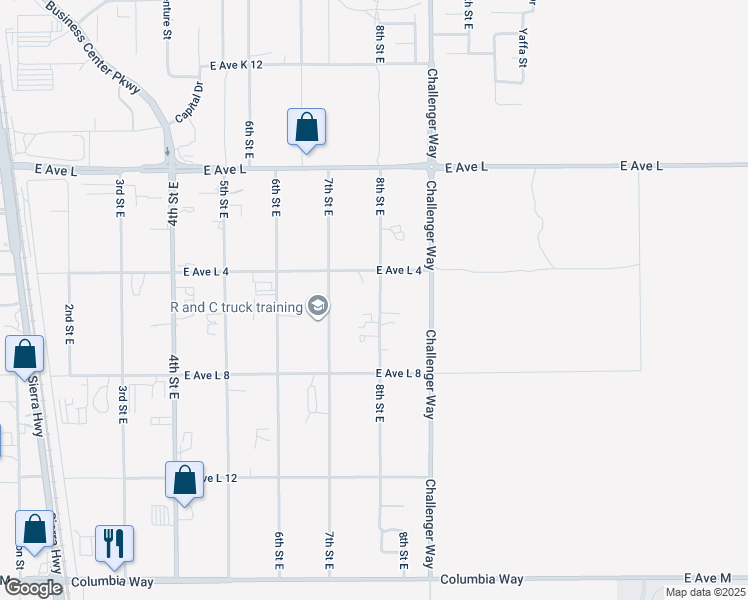 map of restaurants, bars, coffee shops, grocery stores, and more near 42529 8th Street East in Lancaster