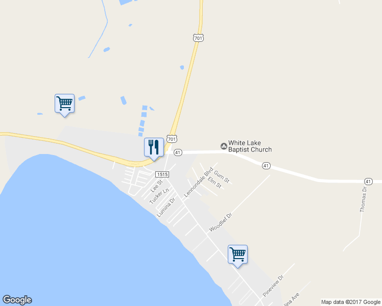 map of restaurants, bars, coffee shops, grocery stores, and more near 7360 North Carolina 41 in Elizabethtown