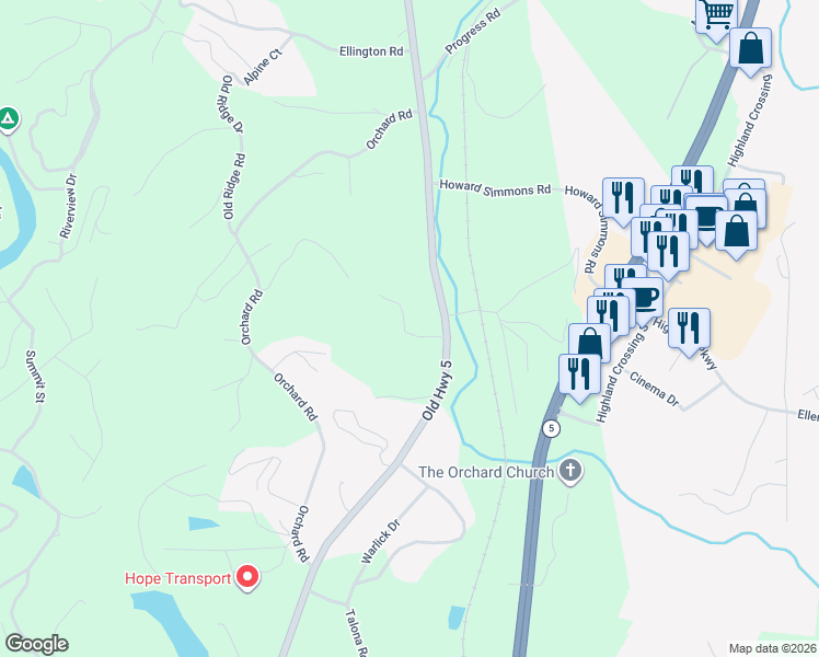 map of restaurants, bars, coffee shops, grocery stores, and more near 105 Woodhaven Drive in Ellijay