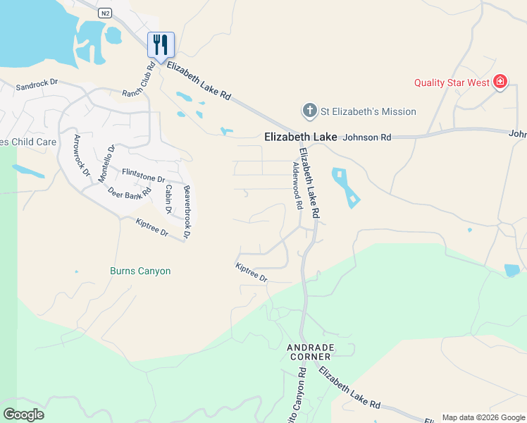 map of restaurants, bars, coffee shops, grocery stores, and more near Elmtree Drive in Los Angeles County