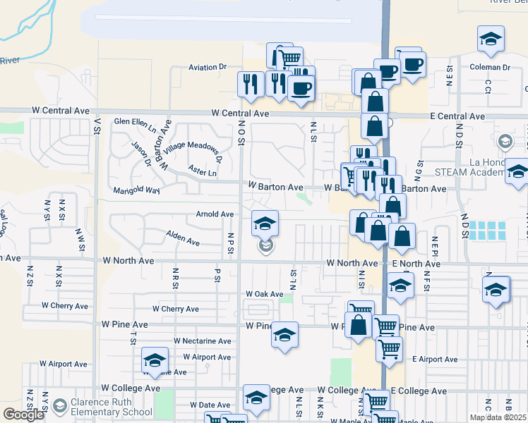map of restaurants, bars, coffee shops, grocery stores, and more near 620 Summerwood Lane in Lompoc