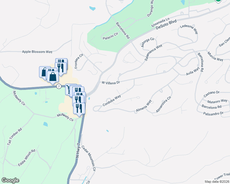 map of restaurants, bars, coffee shops, grocery stores, and more near 6 Montoro Lane in Hot Springs