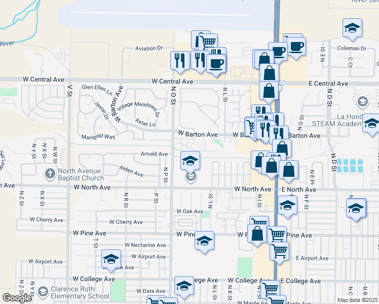 map of restaurants, bars, coffee shops, grocery stores, and more near 620 Summerwood Lane in Lompoc