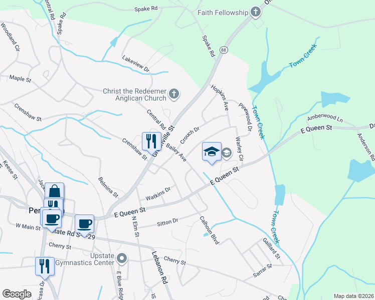 map of restaurants, bars, coffee shops, grocery stores, and more near 823 Warley Circle in Pendleton