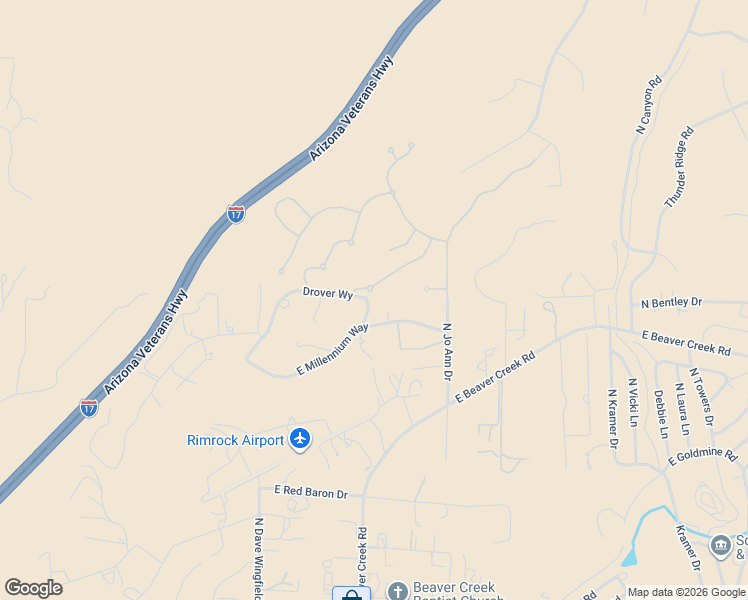 map of restaurants, bars, coffee shops, grocery stores, and more near 3750 East Millennium Way in Lake Montezuma