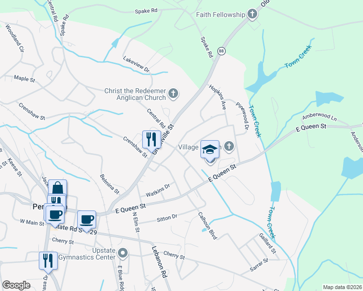 map of restaurants, bars, coffee shops, grocery stores, and more near 823 Warley Circle in Pendleton