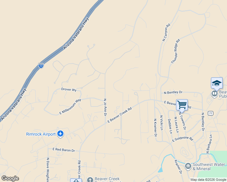 map of restaurants, bars, coffee shops, grocery stores, and more near 6050 Point of View Trail in Lake Montezuma