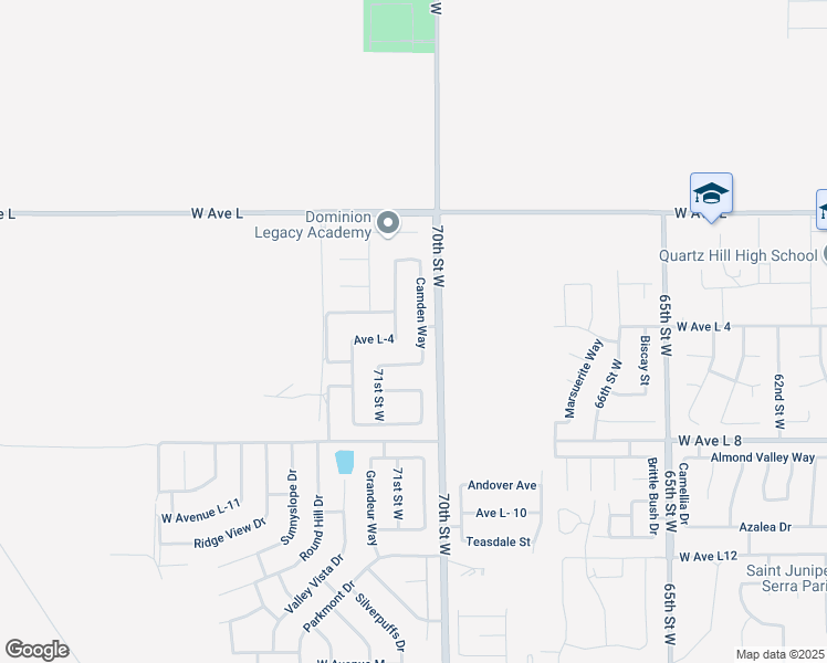 map of restaurants, bars, coffee shops, grocery stores, and more near 7044 Avenue L-4 in Lancaster