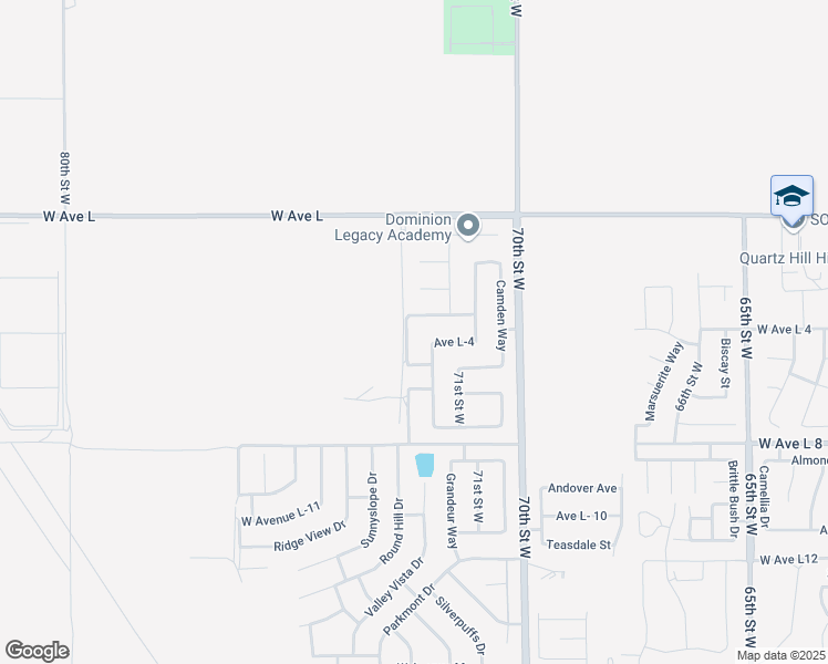 map of restaurants, bars, coffee shops, grocery stores, and more near 42570 72nd Street West in Lancaster