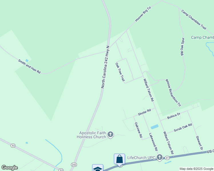 map of restaurants, bars, coffee shops, grocery stores, and more near 2200 North Carolina 242 in Elizabethtown