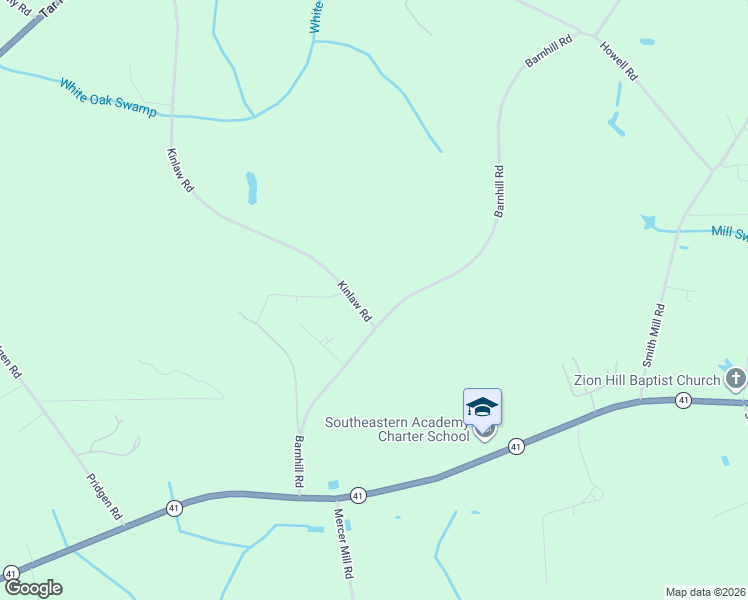 map of restaurants, bars, coffee shops, grocery stores, and more near 407 Kinlaw Road in Lumberton