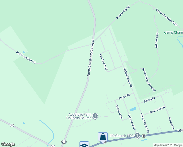 map of restaurants, bars, coffee shops, grocery stores, and more near 2200 North Carolina 242 in Elizabethtown