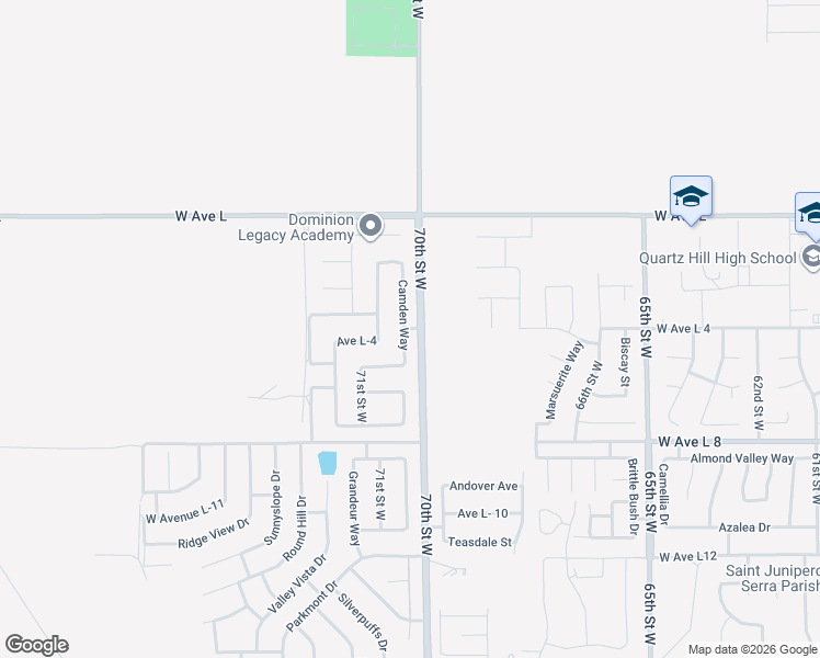 map of restaurants, bars, coffee shops, grocery stores, and more near 42544 Camden Way in Lancaster