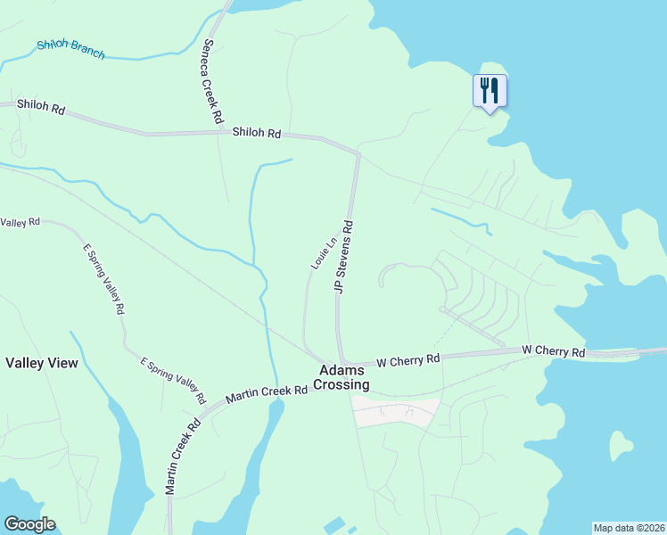 map of restaurants, bars, coffee shops, grocery stores, and more near 558 JP Stevens Road in Seneca